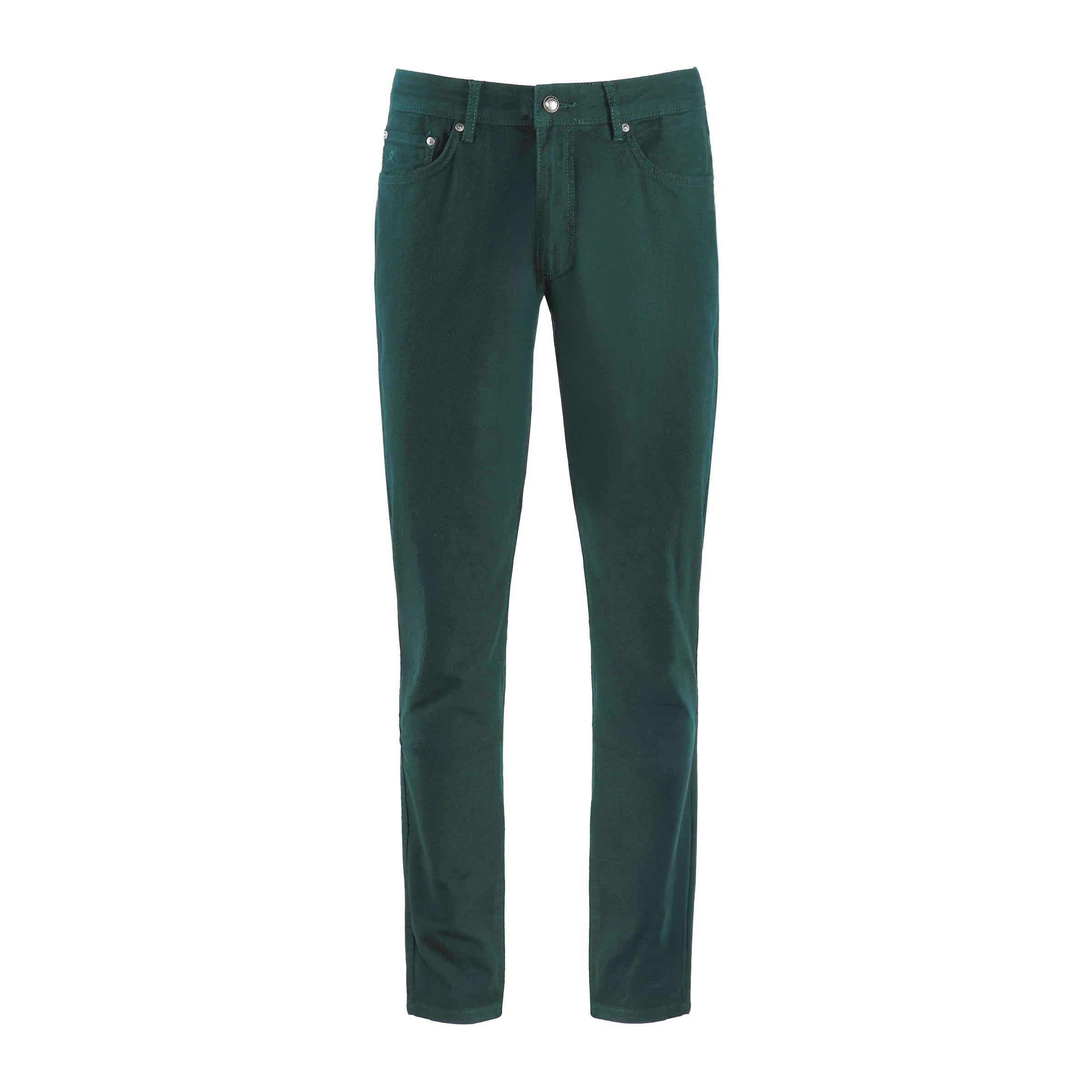 Hackett London Men's Dark Green Moleskin Tapered Trousers Size 30 R HM212563