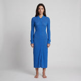 Maje  Strick -Kleid für Damen aus Viskosemischung mit Kragen, blau, Größe 36 FR, 8 UK, 4 US, MFPCA00292