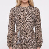 Maje Women's Multicolour Leopard Print Viscose Short Dress Size 36 S MFPRO02700