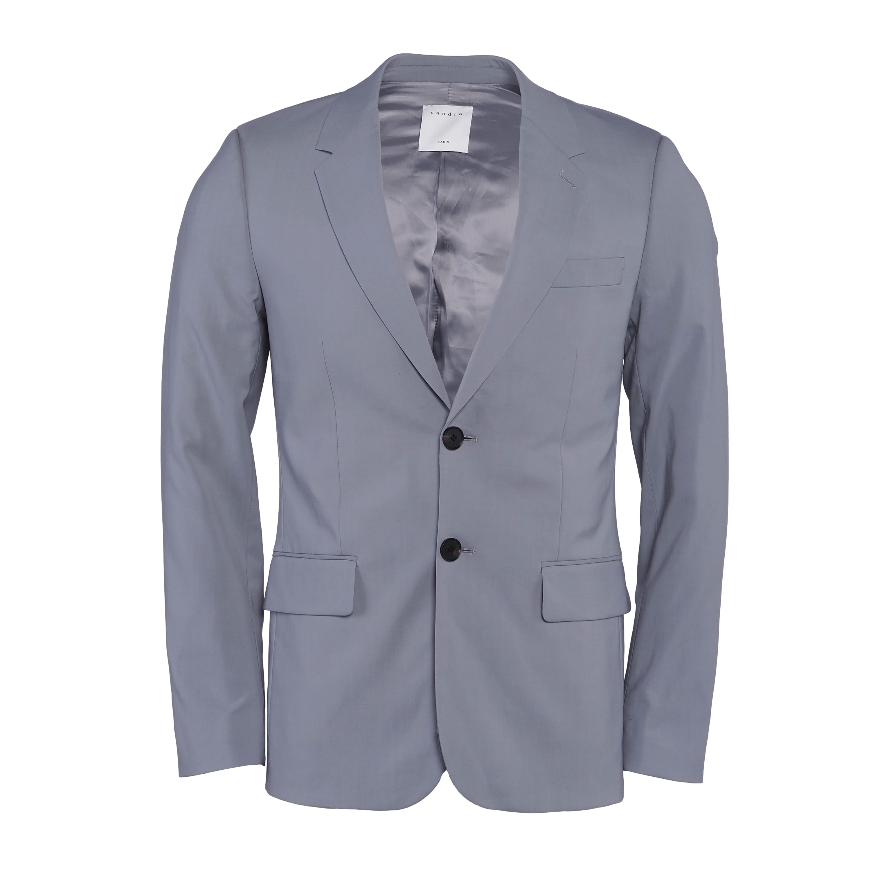 Sandro Men's Grey Virgin Wool Suit Jacket Size 46 SHPVE00281