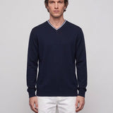 Hackett London Top-Pullover mit V-Ausschnitt „ Wolle “, Kaschmir, Strick , blau, Größe M, HM702699