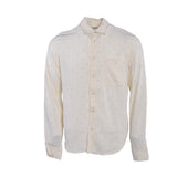 Sandro Men's Ecru Polka Dot Long Sleeve Viscose Shirt Size S SHPCM00262