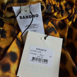 Sandro Women's Orange Leopard Print Long Dress Size 38 FR 10 UK 6 US SFPRO02779