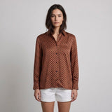 Maje Women's Brown Long Sleeve Satin Shirt Size 38 FR 10 UK 6 US MFPCM00341