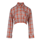 Maje Women's Orange Check Silk Blend Shirt Size 40 FR 12 UK 8 US MFPCM00357