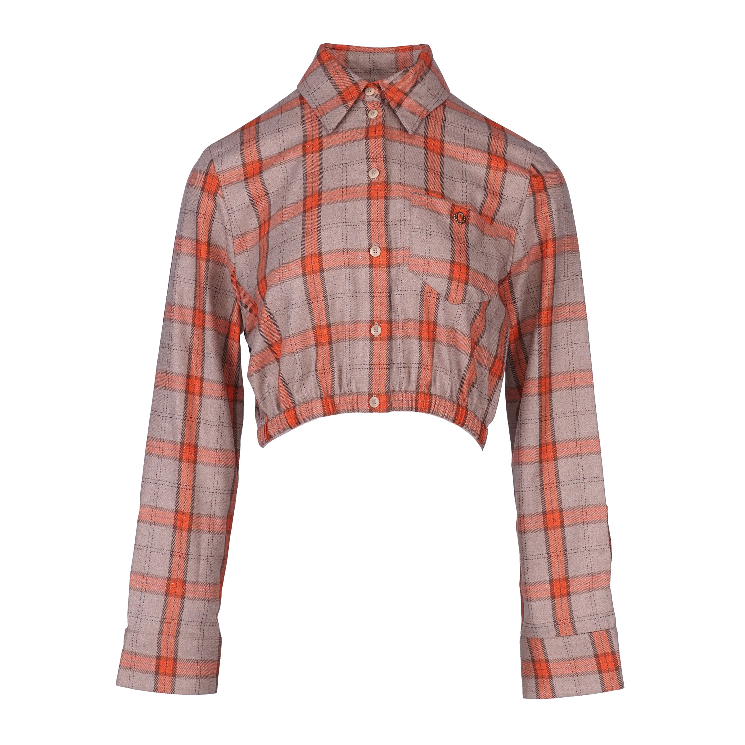 Maje Women's Orange Check Silk Blend Shirt Size 40 FR 12 UK 8 US MFPCM00357