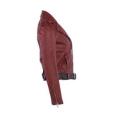 Maje Women's Burgundy Belted Lamb Leather Jacket Size 36 S 8 H17BIXENTE