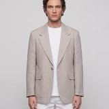 Sandro Paris Men's Beige 100% Linen Suit Jacket Size 50 FR 40 US SHPVE00607
