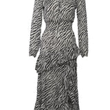 Maje Asymmetrisches Damenkleid mit weißem Zebra-Print, Größe 34 FR, 6 UK, 2 US, MFPRO00720