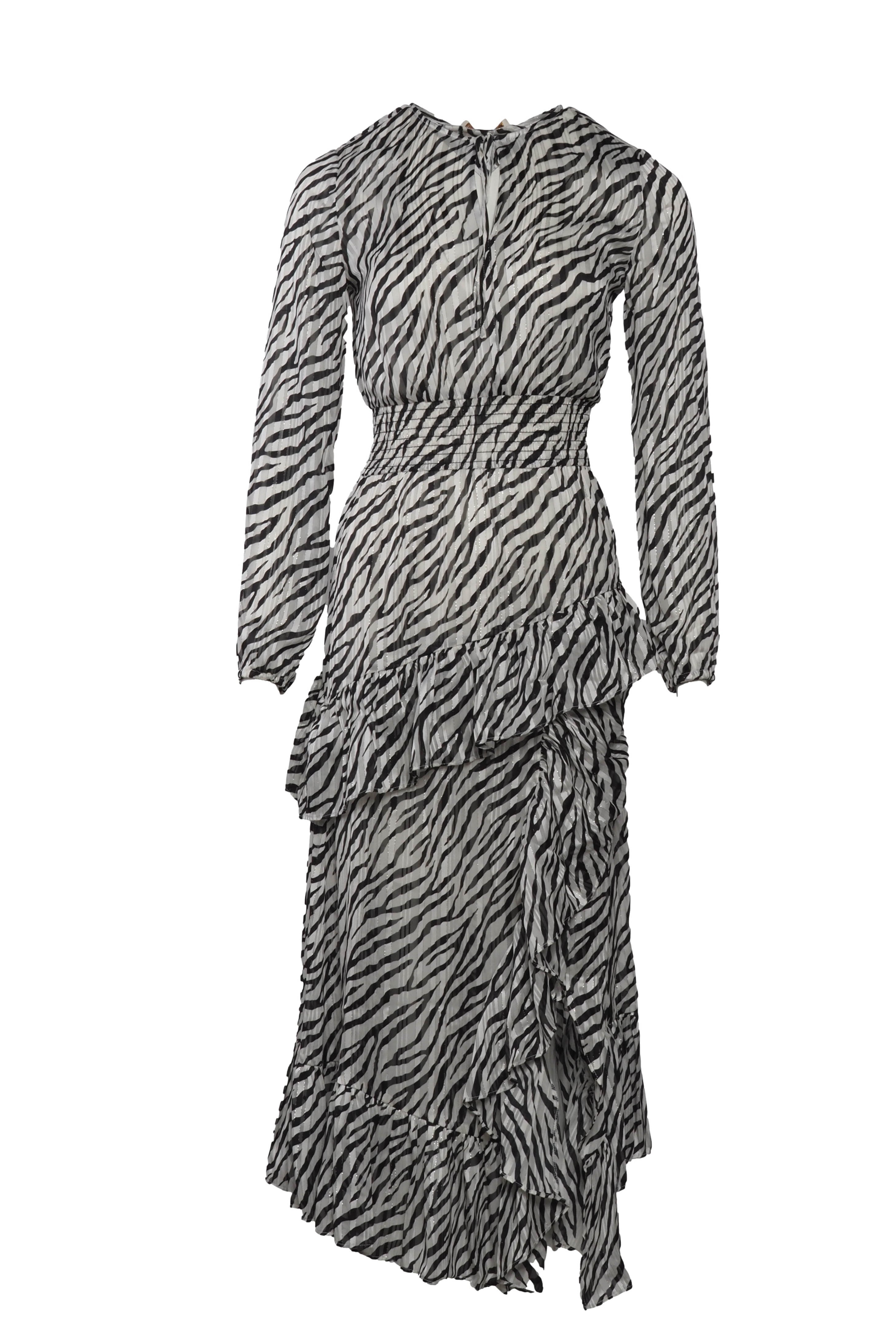 Maje Women's White Zebra Print Asymmetric Dress Size 34 FR 6 UK 2 US MFPRO00720