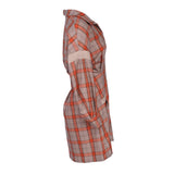 Maje Women's Orange Check Silk Blend Shirt Dress Size 36 FR 8 UK 4 US MFPRO02654