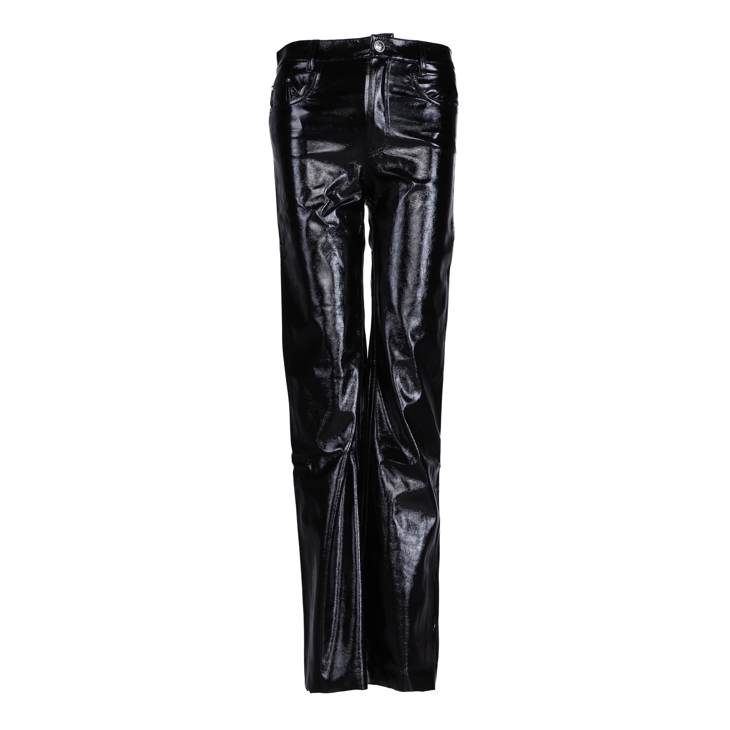 Maje Women's Black Straight Vinyl Trousers Size 40 FR 12 UK 8 US MFPPA00452