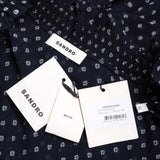 Sandro Women's Navy Polka Dot Short Dress Size 42 FR 14 UK 10 US SFPRO03348