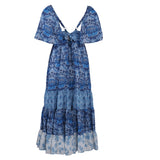 Sandro Women's Blue Floral Linen Blend Dress Size 36 FR 8 UK 4 US SFPRO02896