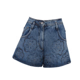 Maje Women's Blue Rhinestones Denim Shorts Size 34FR 8UK 2US MFPSH00403