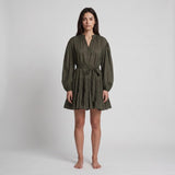 Maje Women's Khaki Belted Cotton Short Dress Size 40 FR 12 UK 8 US MFPRO02193