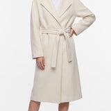 Maje Women's Ecru Wool Blend Belted Coat Size 36 FR 8 UK 4 US MFPOU00910