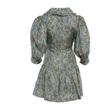 Sandro Damenkleid, grün, mit Blumenmuster, „ Seide “, kurz, Größe 34 FR, 6 UK, 2 US, SFPRO02601