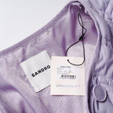 Sandro Paris Women's Purple Belted Button Quilted  Jacket Size 42 XL UK 14