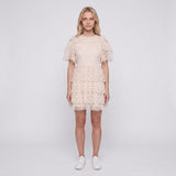 Sandro Paris Women's Ecru Embroidered Flowers Lace Dress Size 36 S UK 8 R20273H