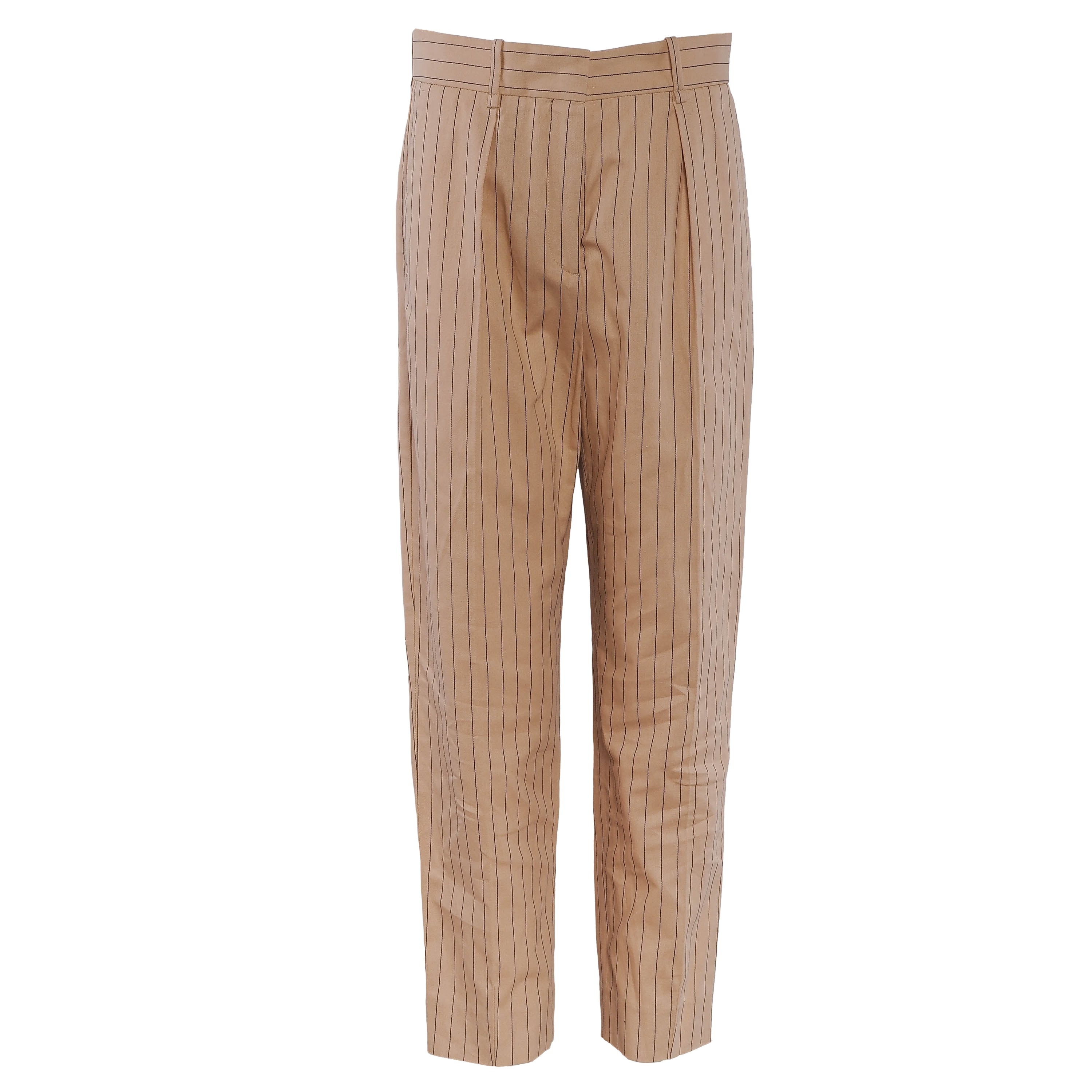 Maje Women's Beige Striped Linen Blend Trousers Size 38 FR 10 UK 6 US MFPPA00408