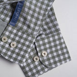 Hackett London Herren-Langarm-Shirt aus grünem Gingham-Stoff „ Baumwolle “ Bluse Hemdbluse , Größe S, HM308859