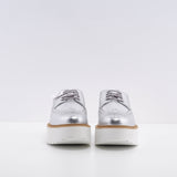 Hogan Women's Silver H355 N.Fondo Urban Derby Shoes Size 37.5 EU 4.5 UK 7.5 US