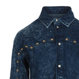 Sandro Paris Blaue Jeansjacke mit Strasssteinen für Damen, Größe 34FR, 6UK, 2US, SFPCM00241