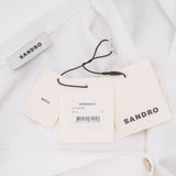 Sandro Damenkleid in Ecru mit V-Ausschnitt und kurzen Ärmeln, Größe 36 FR, 8 UK, 4 US, SFPRO02833