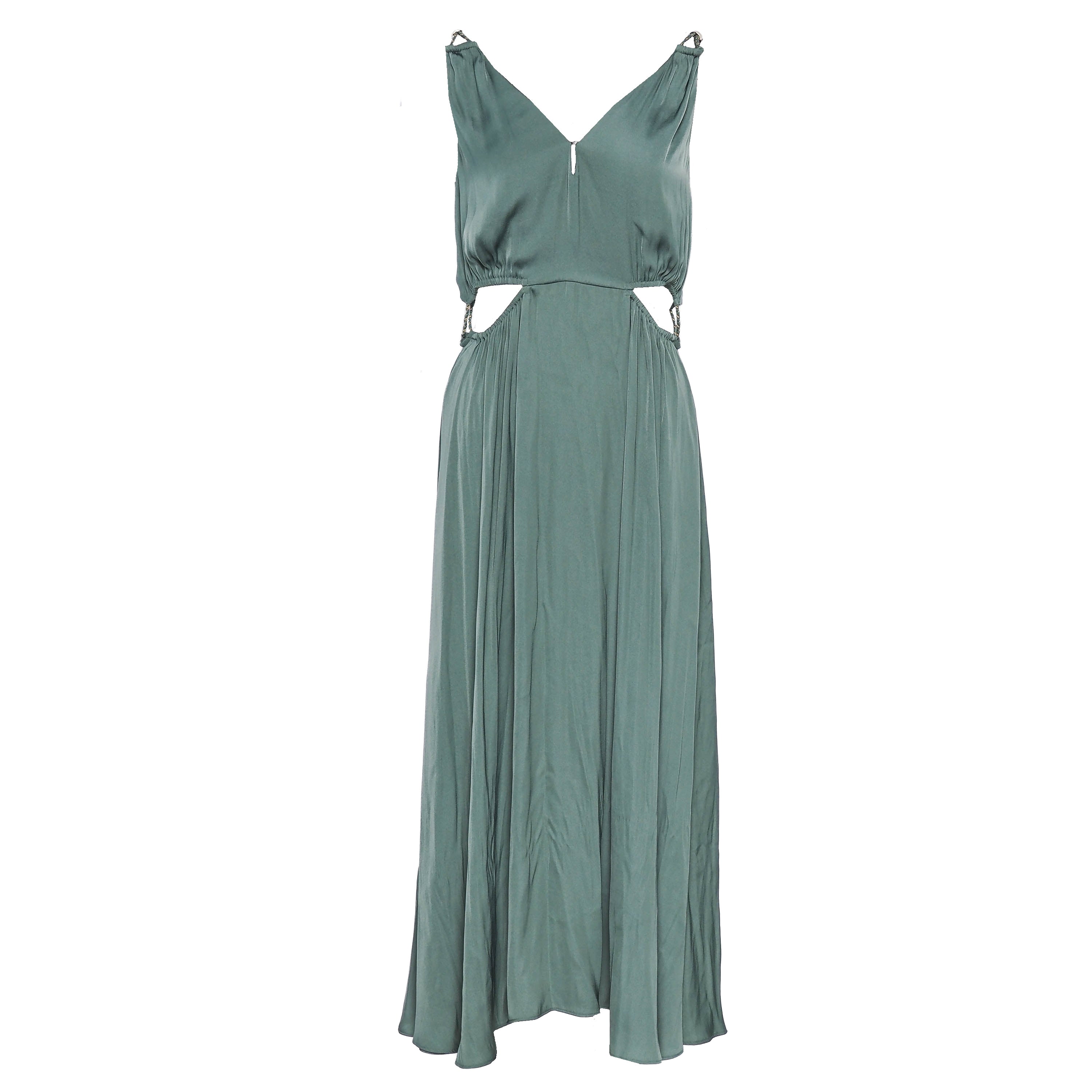 Maje Grünes, ärmelloses Langkleid für Damen mit Ausschnitten, Größe 40, FR 12, UK 8, US MFPRO02968