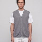 Hackett London Herren-Strickweste in Grau aus einer Mischung aus Leinen , Größe L, HM701767