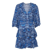 Sandro Women's Blue Linen Blend Floral Dress Size 40 FR 12 UK 8 US SFPRO02936