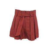 Sandro Pari's Women's Wine Belted Linen Blend Shorts Size 34 FR 6 UK  SFPSH00013