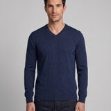 Hackett London Top Sweater V-Neck Wool Cashmere Knit Blue Size S HM702699