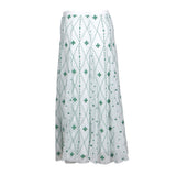 Sandro Women's Green Embroidered Long Skirt Size 36 FR 8 UK 4 US J4212H