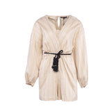 Maje Women's Beige Belted Linen Blend Playsuit Size 40 FR 12 UK 8 US MFPCO00266