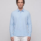 Sandro Herren-T-Shirt, blau, langärmelig, 100 % Viskose, Bluse Hemdbluse , Größe S, SHPCM01121