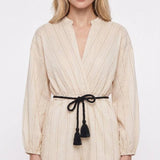 Maje Women's Beige Belted Linen Blend Playsuit Size 40 FR 12 UK 8 US MFPCO00266