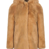 Sandro Women's Brown Faux Fur Hooded Coat Size 36 FR 8 UK 4 US SFPOU00196
