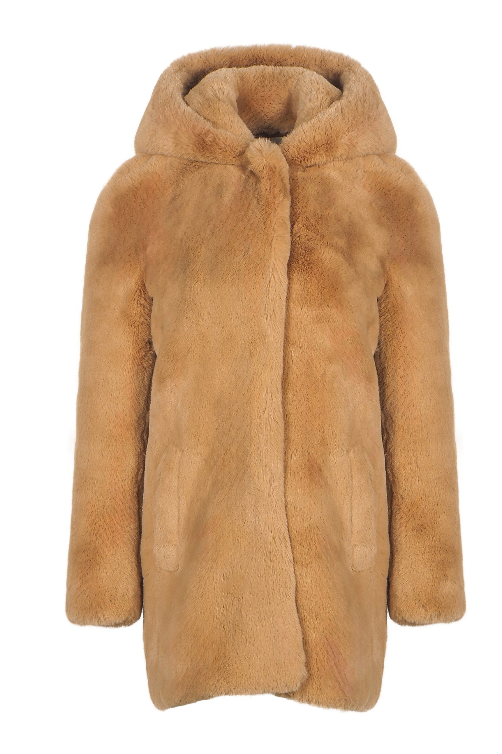 Sandro Women's Brown Faux Fur Hooded Coat Size 36 FR 8 UK 4 US SFPOU00196