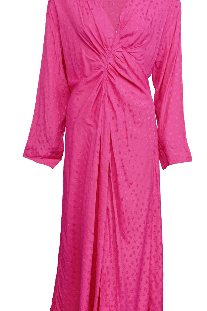 Sandro Women's Pink Embroidered Woven Long Dress Size 38 FR 10 UK 6US SFPRO03756