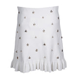 Sandro Women's White Knit Tassels Short Skirt Size 34 FR 4 UK 2 US SFPJU01013