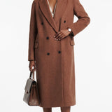Maje Women's Brown Wool Blend Long Coat Size 38 FR 10 UK 6 US MFPOU00865