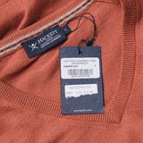 Hackett London Men's Orange Knit V-Neck Cashmere Blend Sweater Size S HM702784