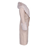 Maje Women's Beige Fur Wool Blend Long Coat Size 36 FR 8 UK 4 US MFPOU00696