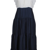 Sandro Paris Blaues, ärmelloses Viskose-Langkleid für Damen, Größe 36 FR 8 UK R20500E