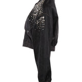Sandro Women's Grey Distressed Leather Jacket Size 42 FR 14 UK 10 US SFPBL00936