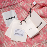 Sandro Damen-Strickjacke in Rosa mit Hahnentrittmuster, Größe 34 FR, 6 UK, 2 US, SFPCA00553