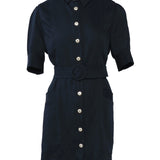 Sandro Women's Navy Belted Short Dress Size 40 FR 12 UK 8 US SFPRO00988