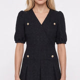 Maje Women's Black Wool Blend Shiny Tweed Short Dress Size 36 S 8 MFPRO02571